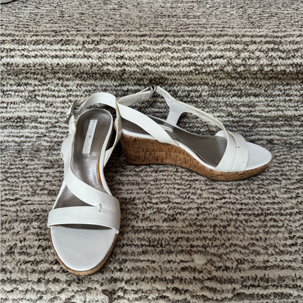 Bandolino White Wedge Sandals